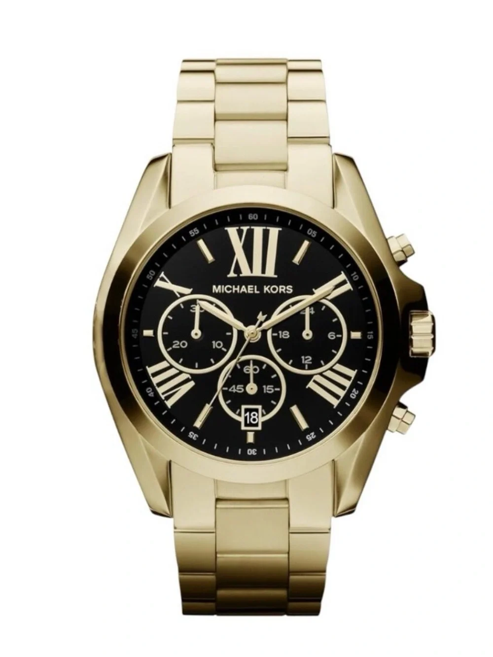 Michael Kors Gold-Tone Bradshaw  Chronograph Watch with Black Dial MK 5739
